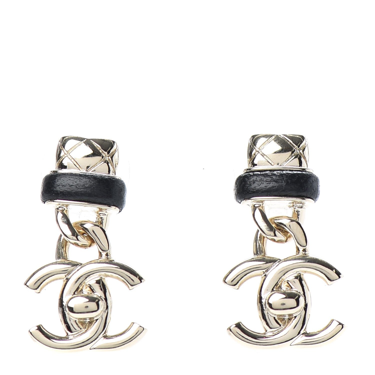 Chanel Lambskin CC Turnlock Drop Earrings Gold Black 1 of 4