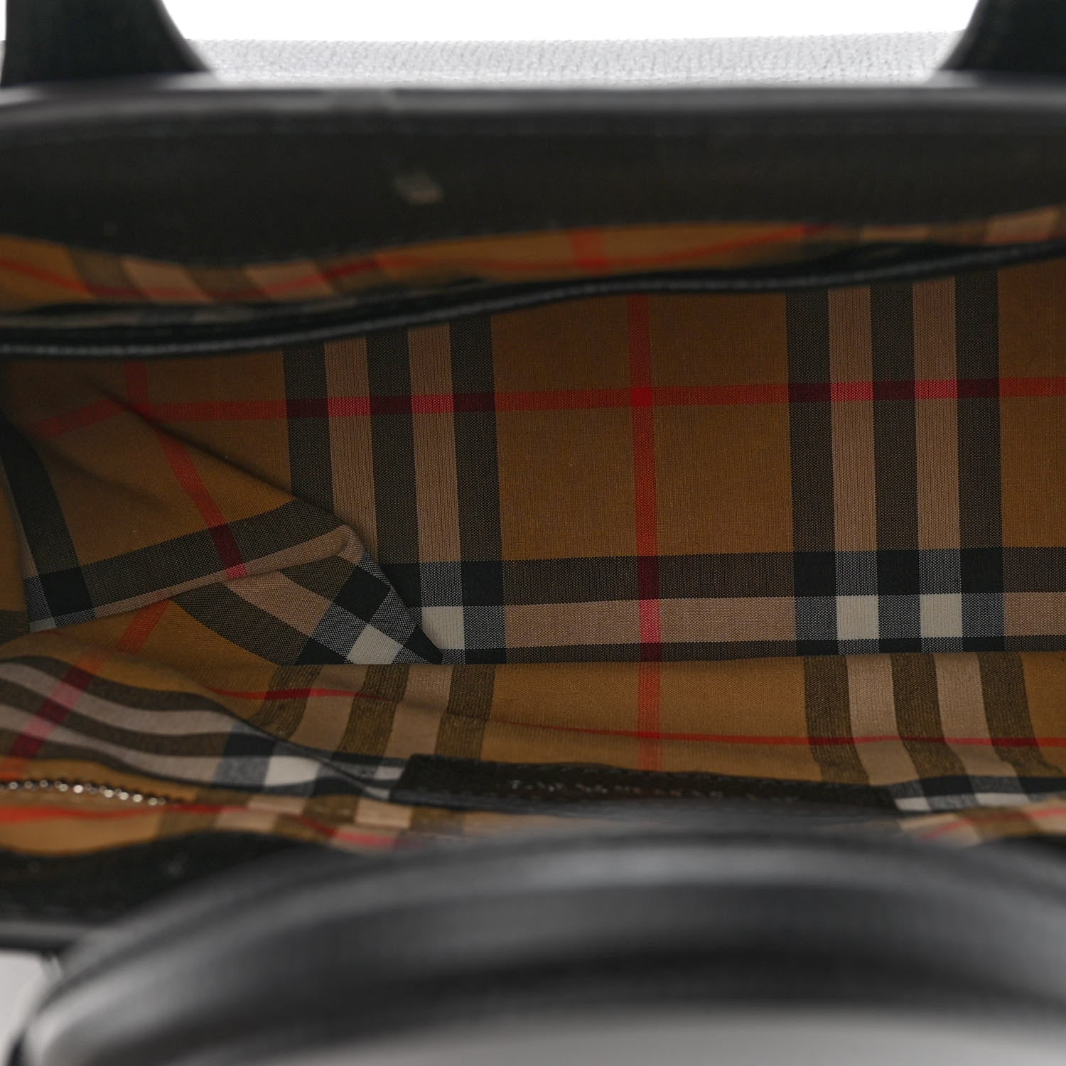 Burberry Derby Calfskin House Check Small Banner Tote Black 5 of 10
