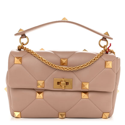 Valentino Garavani Nappa Large Roman Stud Shoulder Bag Rose Cannelle 1 of 9