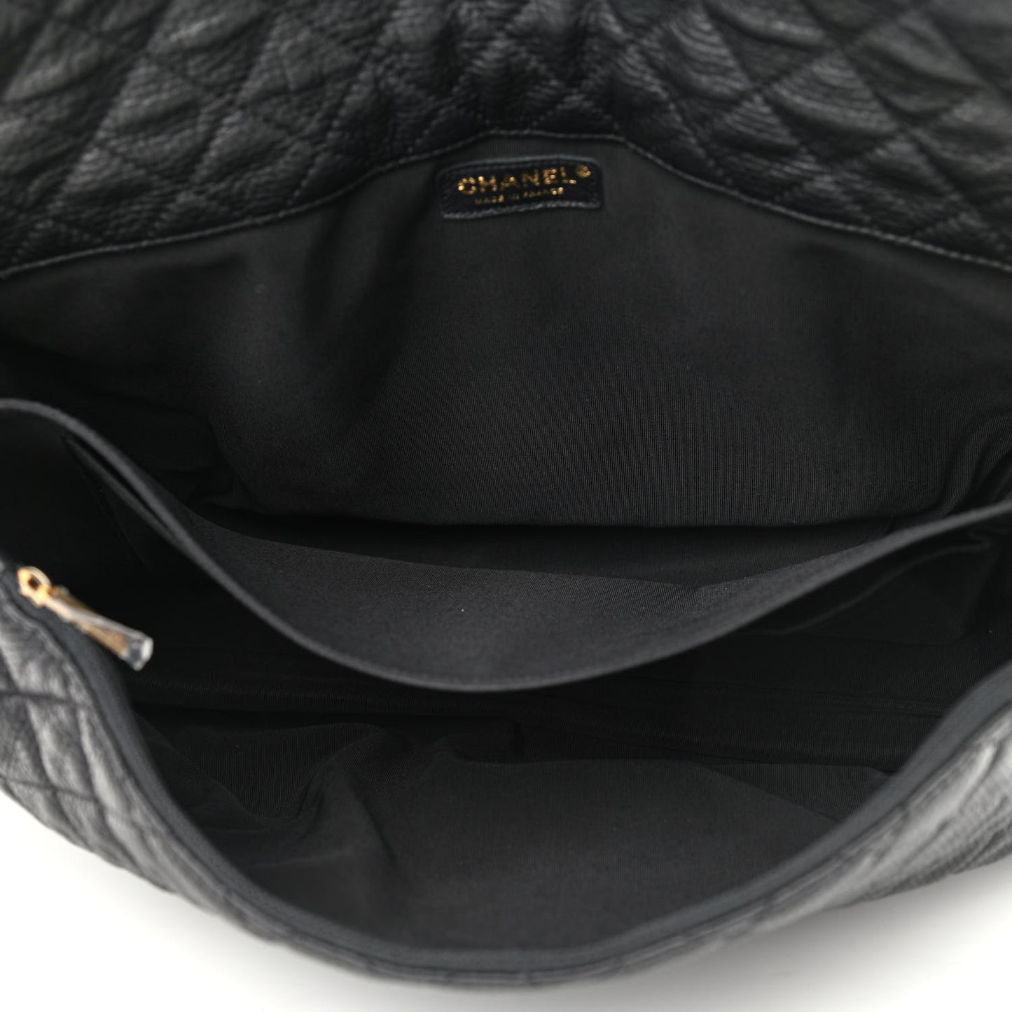 Calfskin Quilted XXL Travel Flap Bag Black