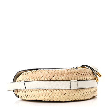 Chloe Raffia Calfskin Marcie Basket Small Marcie Round Crossbody Bag White 4 of 12