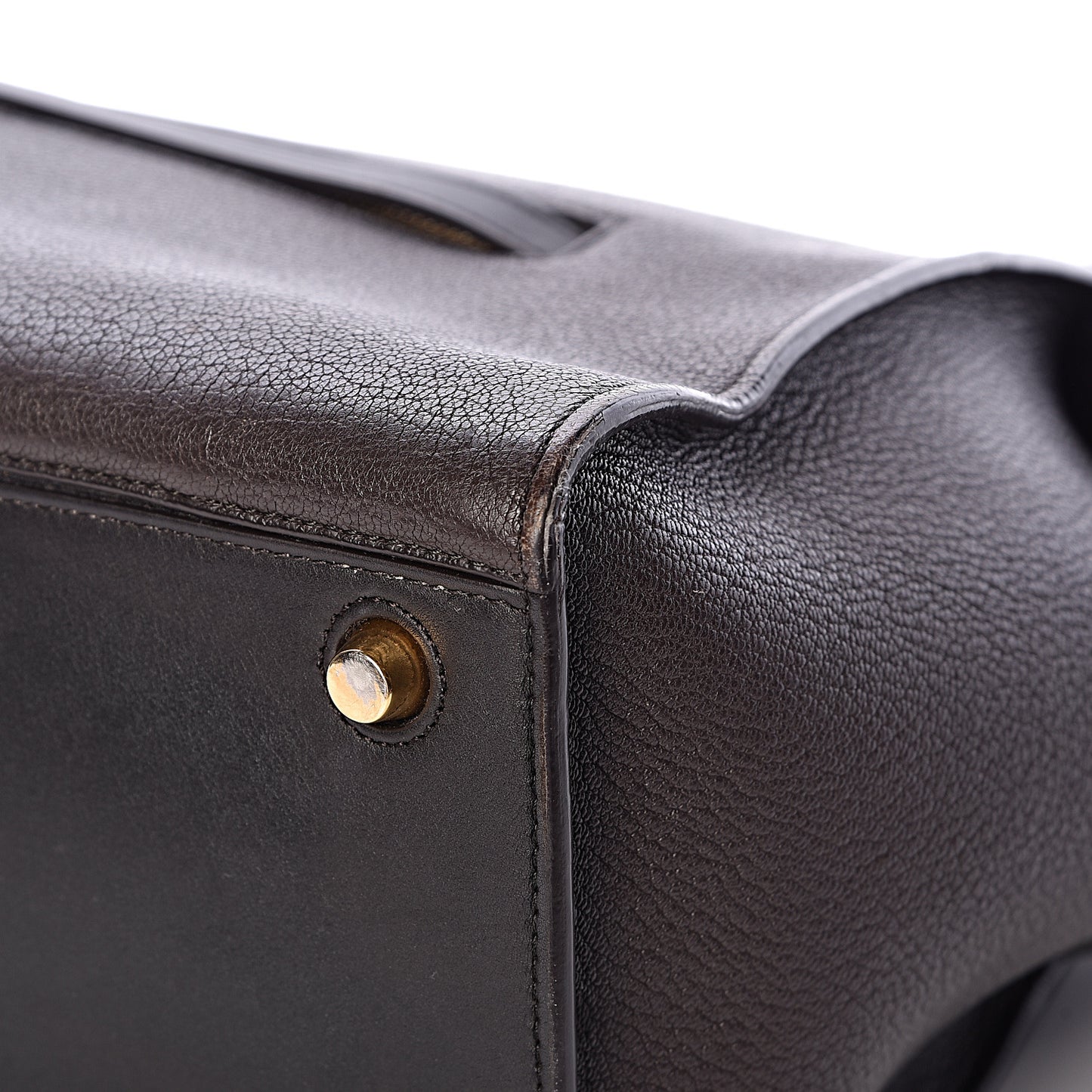 Goatskin Smooth Calfskin Small Ring Bag Dark Taupe