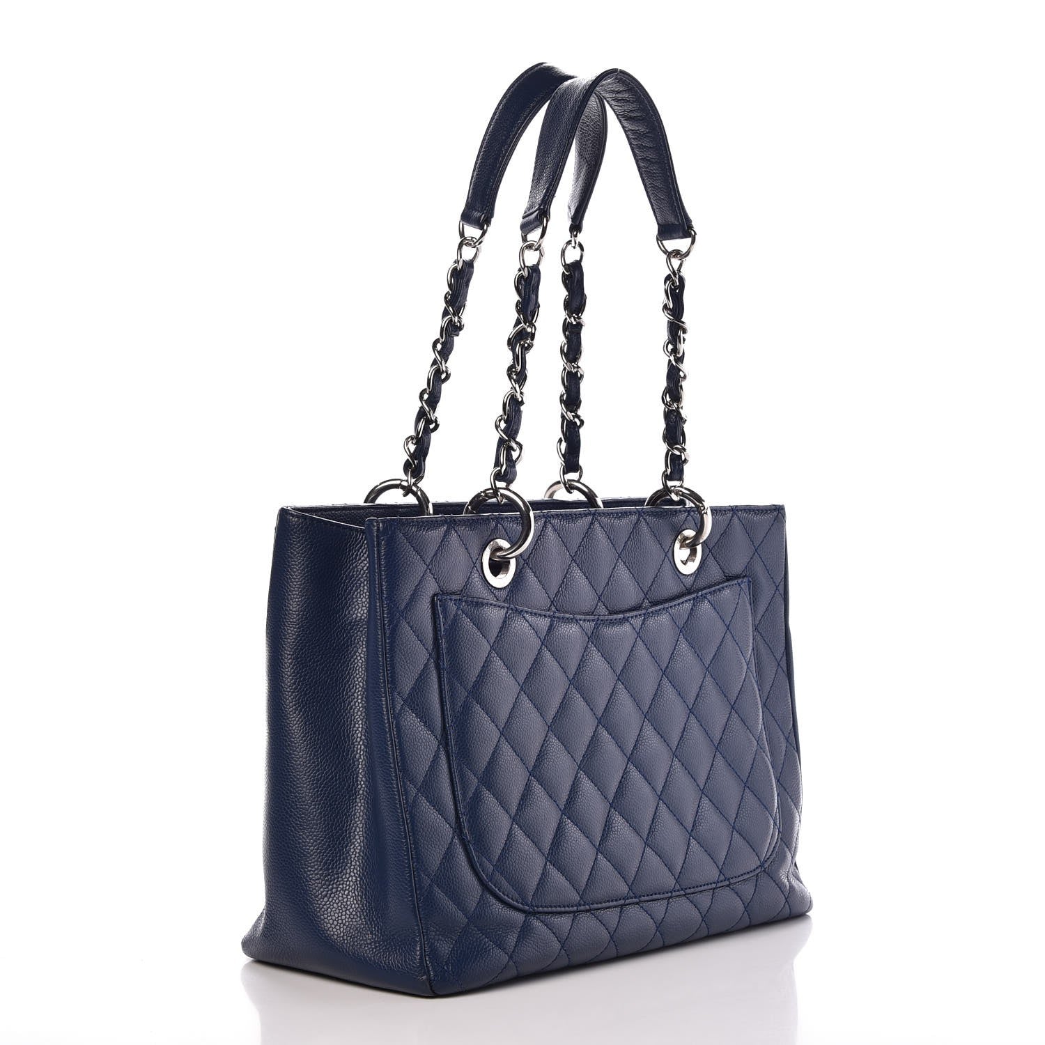 Chanel Caviar Quilted Grand Shopping Tote GST Dark Blue 3 of 8