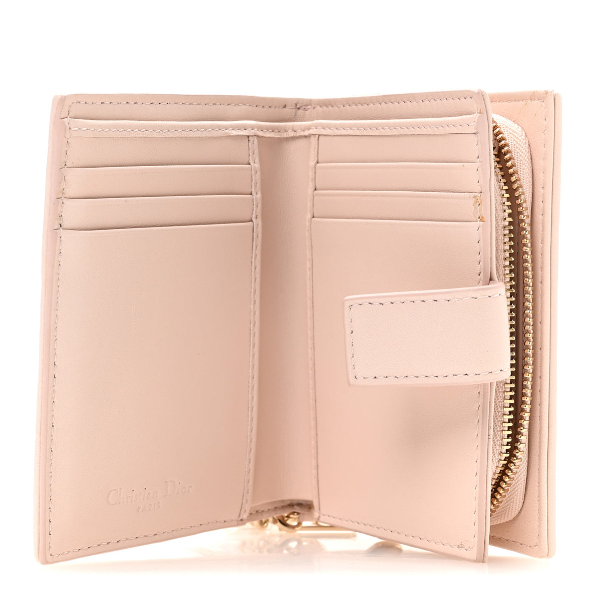 Lambskin Cannage Lady Dior Eden Wallet Rose Poudre