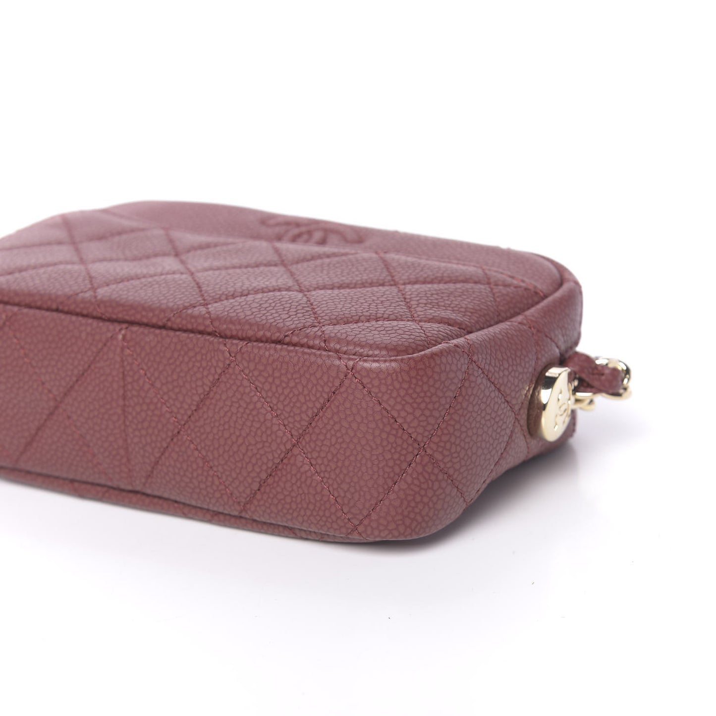 Caviar Quilted Mini Coco Tassel Camera Case Burgundy