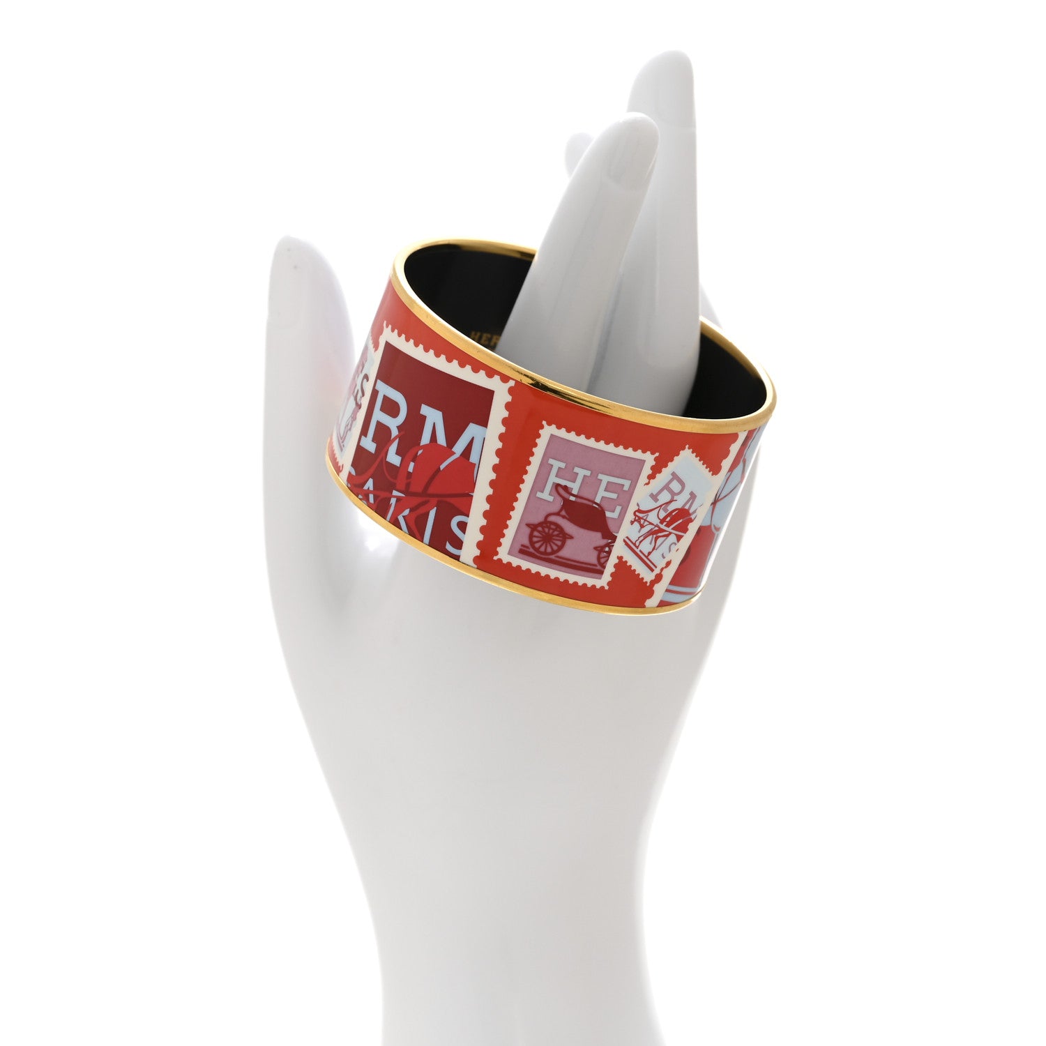Hermes Enamel Printed Extra Wide De Passage a Paris Bracelet 62 2 of 6