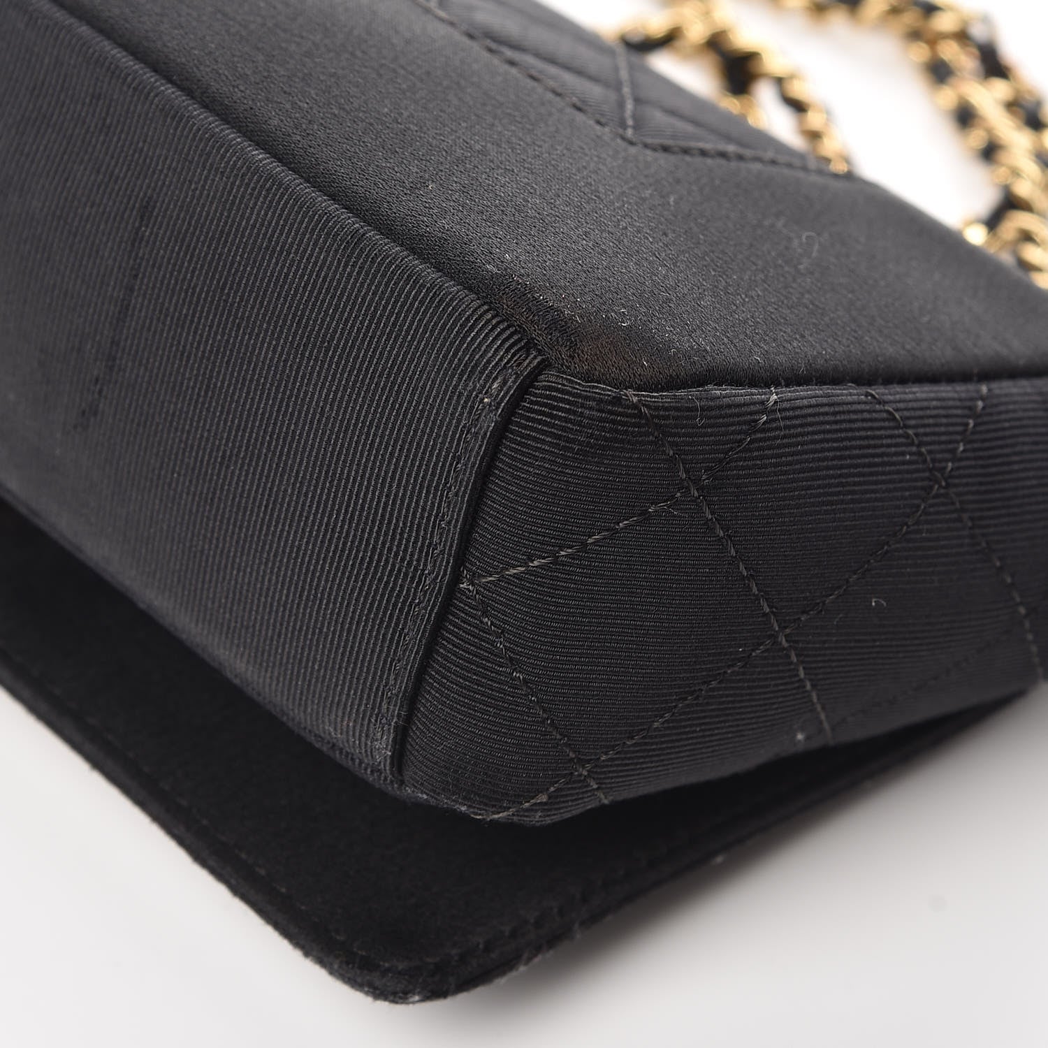Chanel Grosgrain Satin Quilted Small Vintage Mademoiselle Flap Black 12 of 15