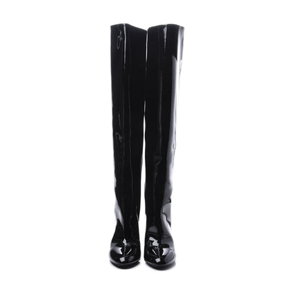 Louis Vuitton Patent Silhouette Boots 38 Black 3 of 8