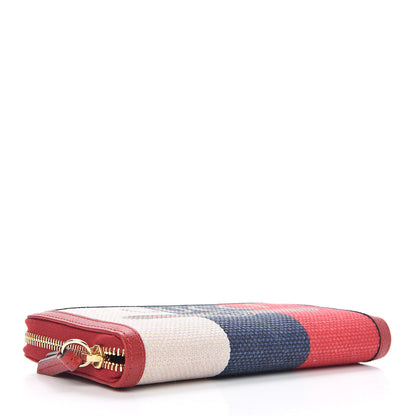 Gucci Canvas Sylvie Stripe Logo Zip Around Wallet Mystic White Hibiscus Red Maritime 4 of 8