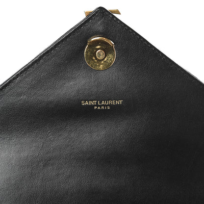 Saint Laurent Calfskin Suede Matelasse Chevron Monogram Medium College Bag Marine 8 of 8