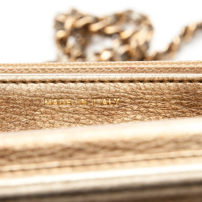 Chanel Metallic Distressed Calfskin Quilted Boy Wallet On Chain WOC Gold 8 of 9