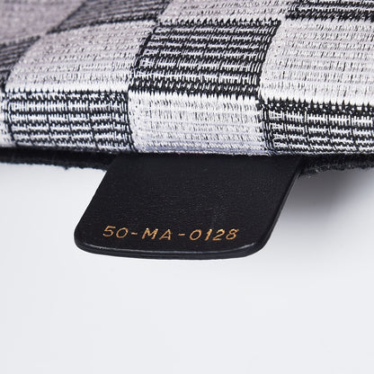 Christian Dior Canvas Embroidered Checkered Book Tote Black White 7 of 10