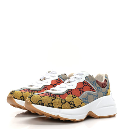 Gucci Monogram Multicolor Demetra Womens Rhyton Sneakers 36 Yellow Blue Great White Tabasco 3 of 8
