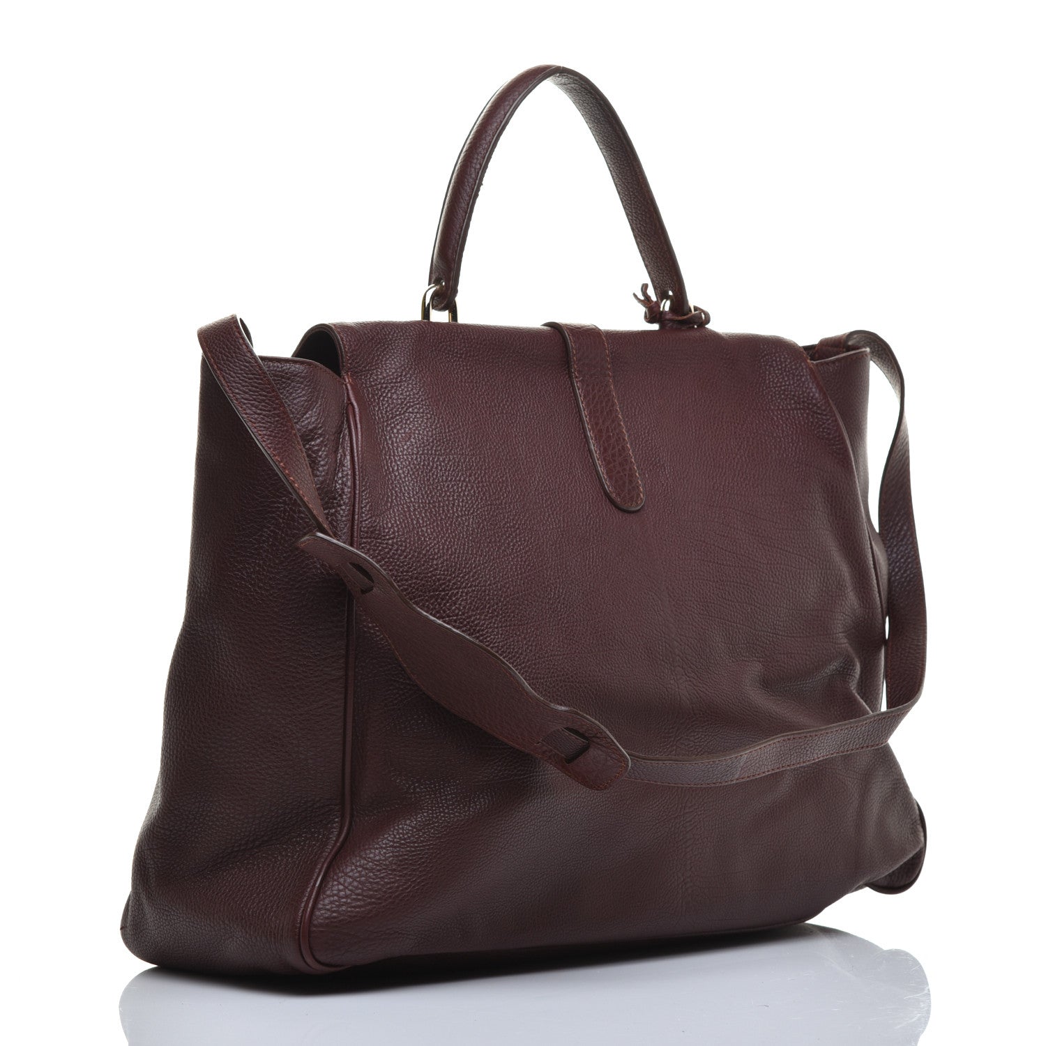 Balenciaga Grained Calfskin Tube Top Handle Tote Burgundy 3 of 9