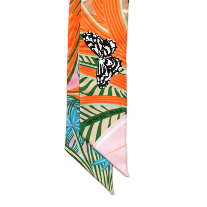 Hermes Silk Jaguar Quetzal Twilly Rose Beige Orange 2 of 4