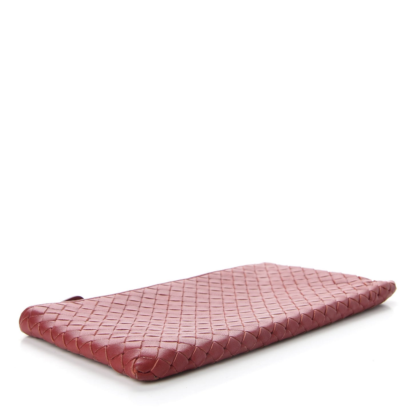 Nappa Intrecciato Flat Zip Pouch Red