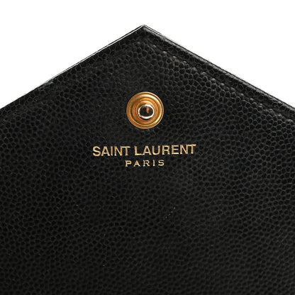 Saint Laurent Grain De Poudre Matelasse Chevron Monogram Chain Wallet Black 6 of 10