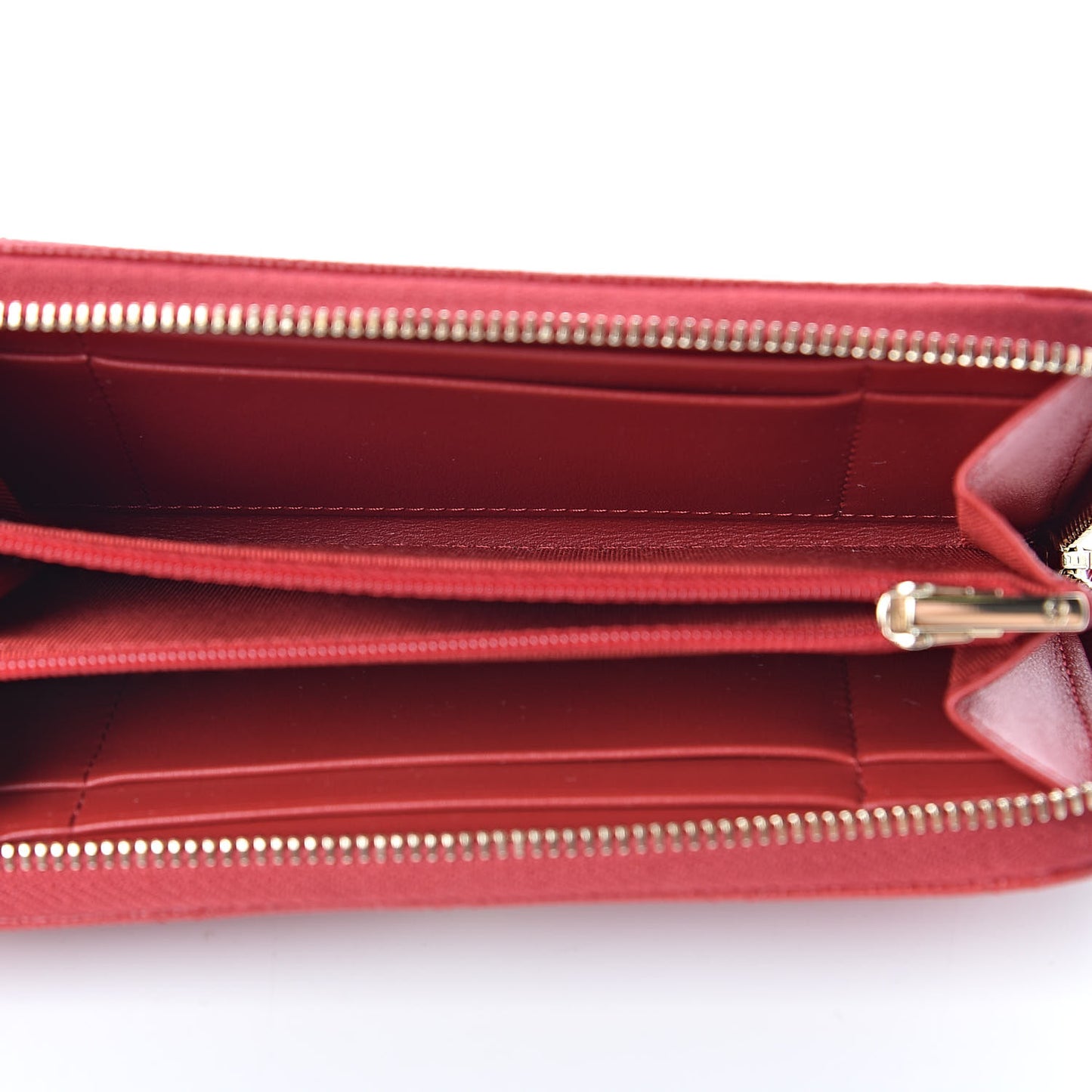 Caviar Quilted Medium Zip Around Wallet Red