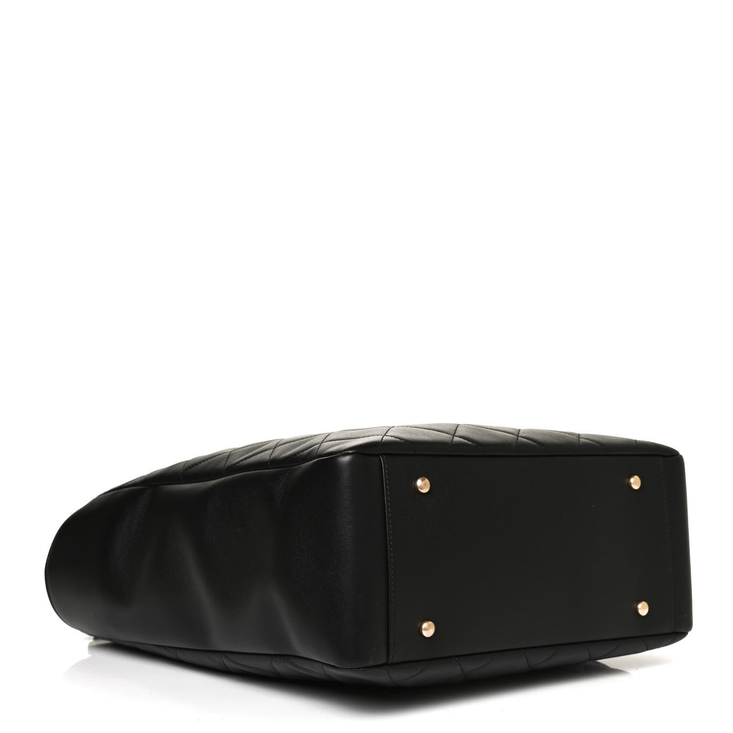 Calfskin Stitched Large Shopping Bag Black