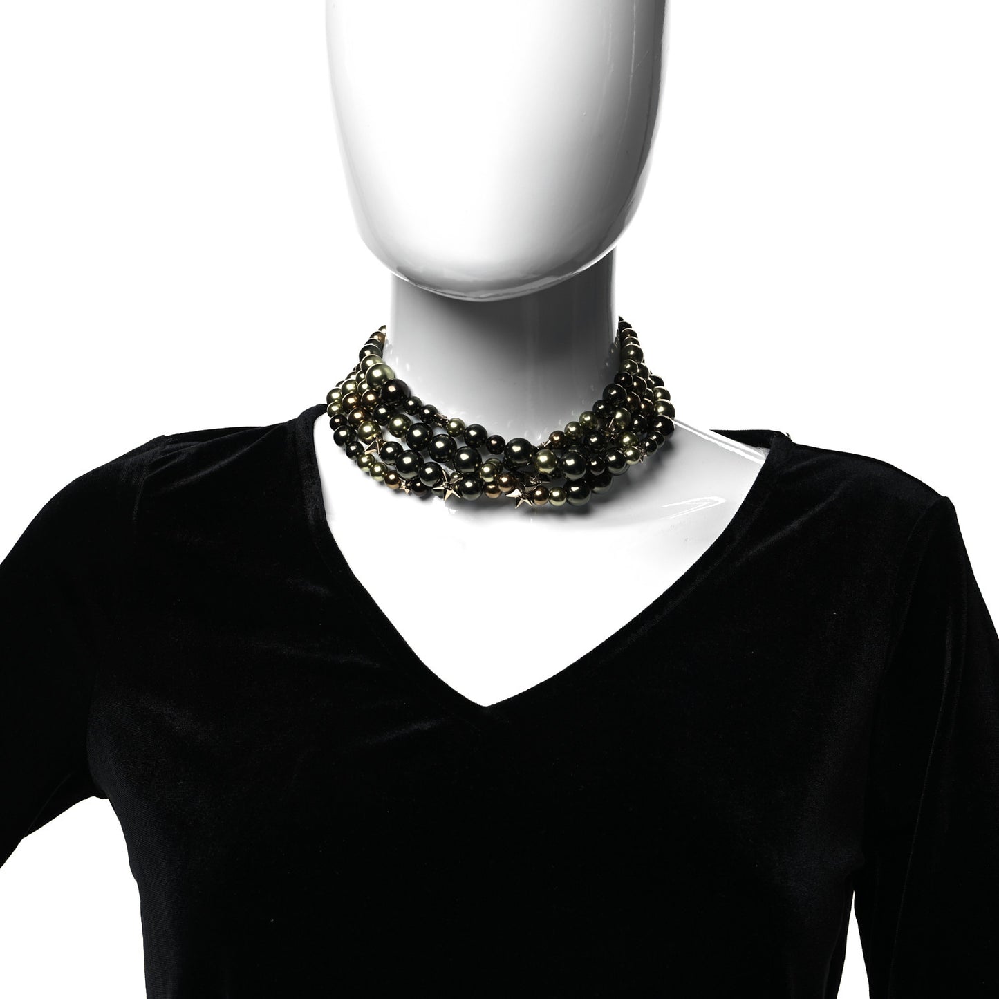 Metal Textured Bead CC Star Choker Necklace Gold Multicolor