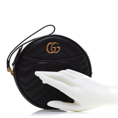 Gucci Calfskin Matelasse GG Marmont Round Wrist Wallet Black 3 of 9