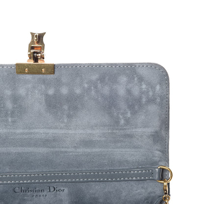 Christian Dior Lambskin Cannage Studded Dioraddict Wallet on Chain Clutch Grey Blue 9 of 9