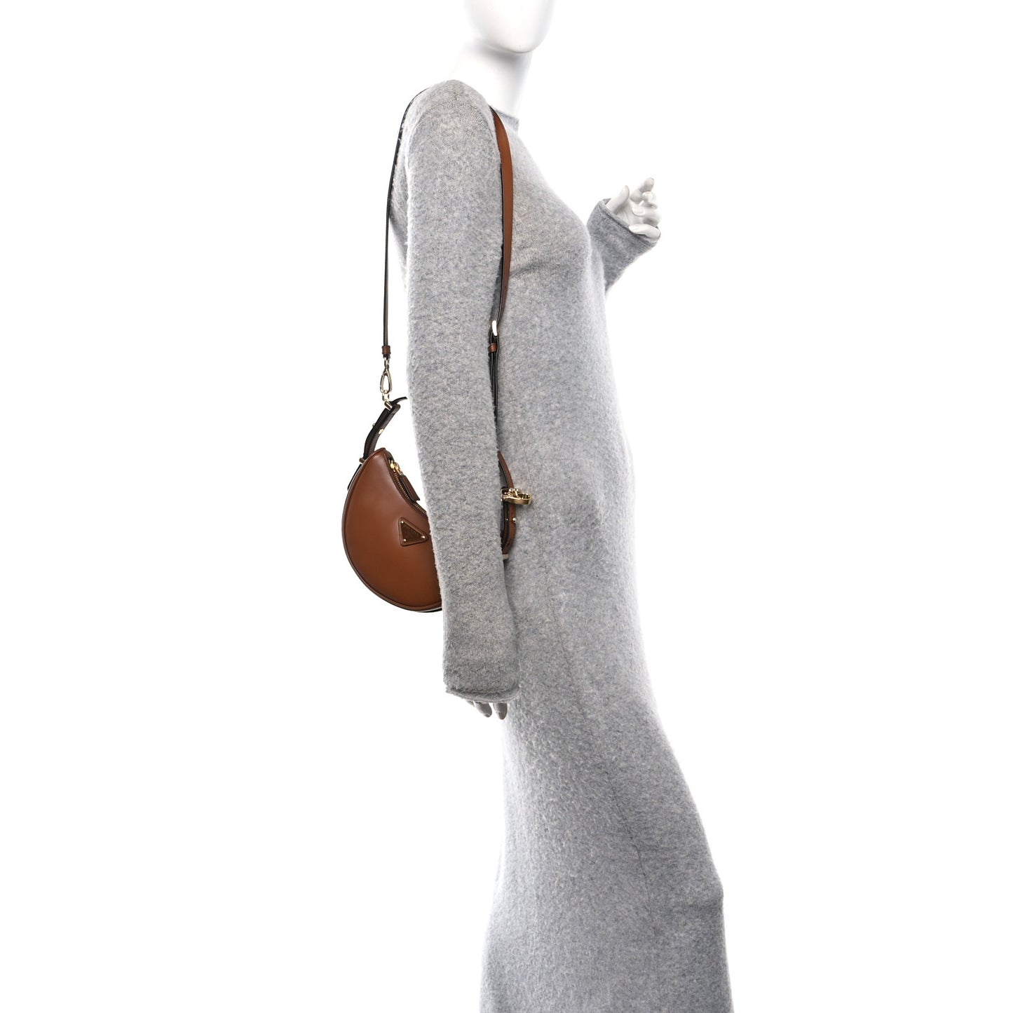 Soft Calfskin Mini Arque Shoulder Bag Cognac