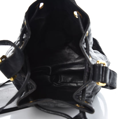 Chanel Lambskin Quilted Drawstring Bag Black 10 of 39