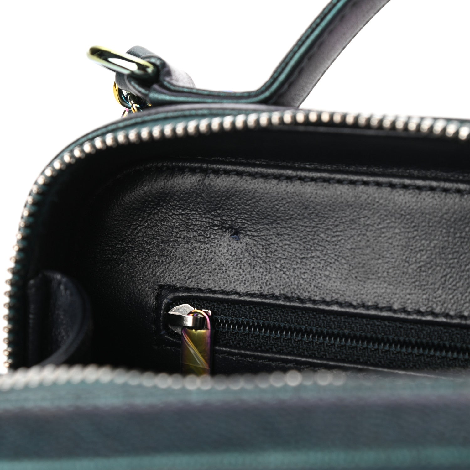 Chanel Iridescent Caviar Quilted Medium CC Filigree Vanity Case Dark Turquoise 11 of 11
