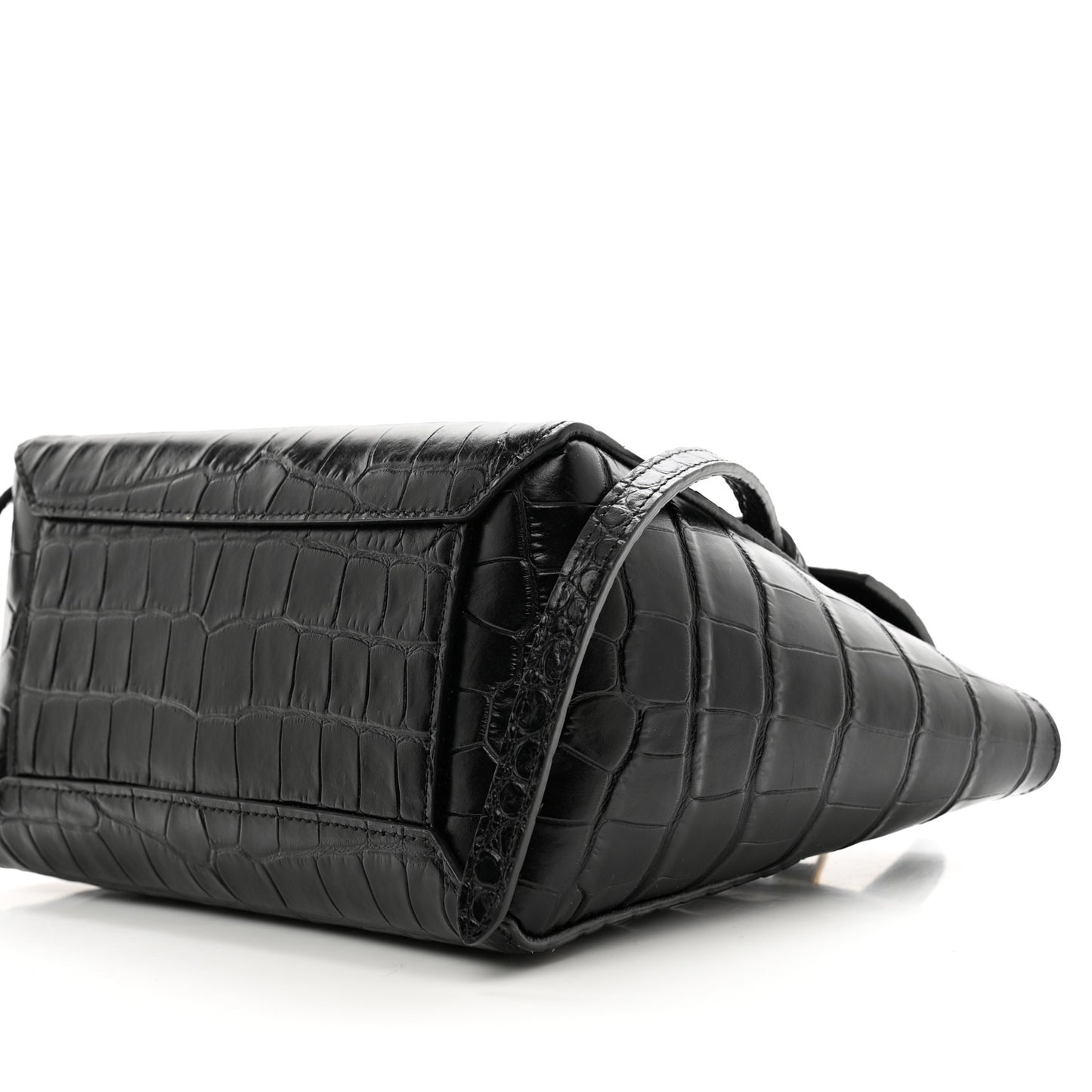 Calfskin Crocodile Embossed Nano Belt Bag Black