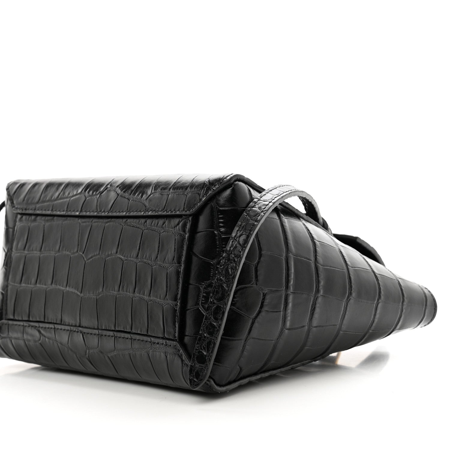 Celine Calfskin Crocodile Embossed Nano Belt Bag Black 9 of 10