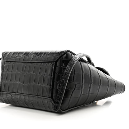 Celine Calfskin Crocodile Embossed Nano Belt Bag Black 9 of 10