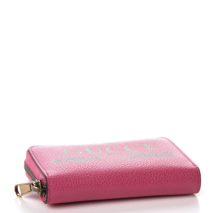 Gucci Grained Calfskin Logo Zip Around Card Case Box Pink Green 3 of 8