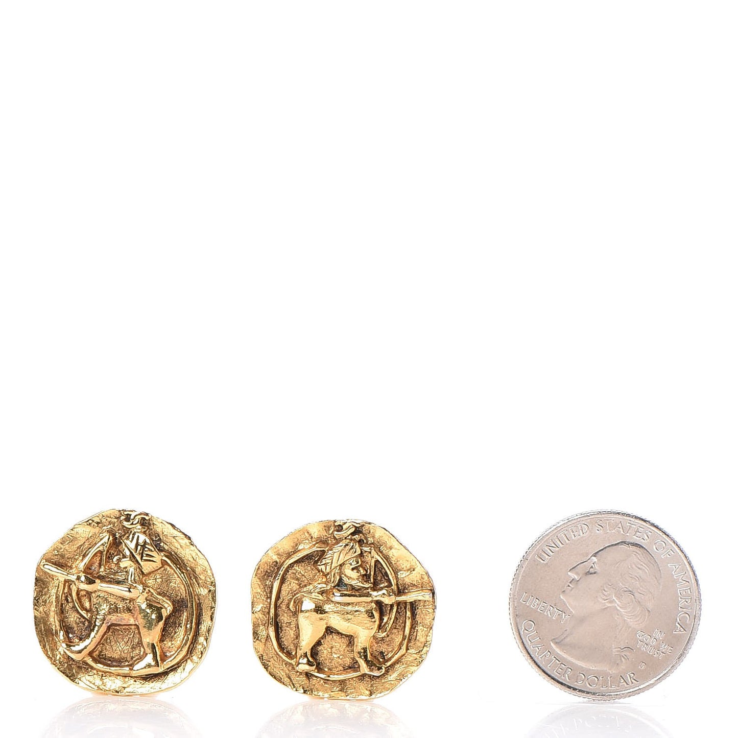 Zodiac Sagittarius CC Clip On Earrings Gold