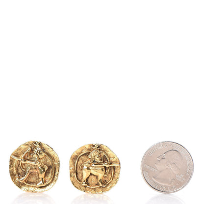 Chanel Zodiac Sagittarius CC Clip On Earrings Gold 2 of 6