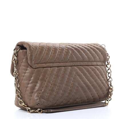Chanel Calfskin Surpique Chevron Jumbo Flap Brown 3 of 16