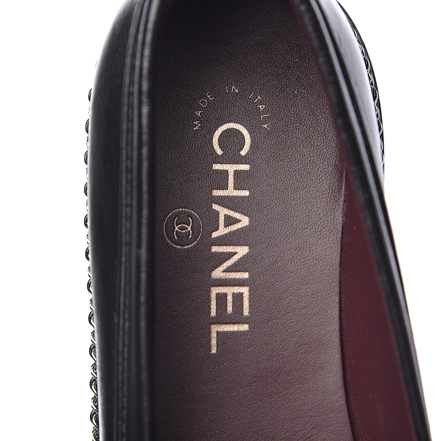 Chanel Crinkled Calfskin CC Chain Mocassin Loafers 39 Black 8 of 8