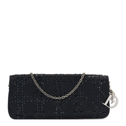 Christian Dior Satin Crystal Cannage Flap Clutch Black 1 of 8