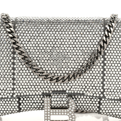 Balenciaga Strass Suede Hourglass Chain Bag Black Smoke Grey Crystal 7 of 9