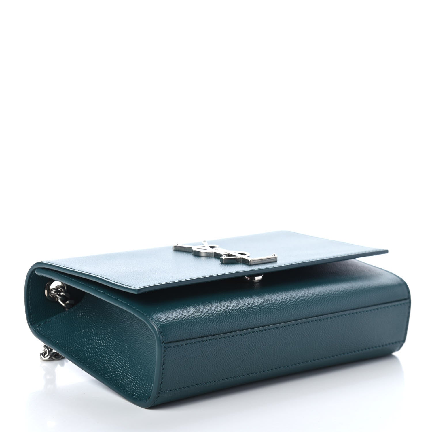 Saint Laurent Grain De Poudre Small Monogram Kate Satchel Teal Green 3 of 4