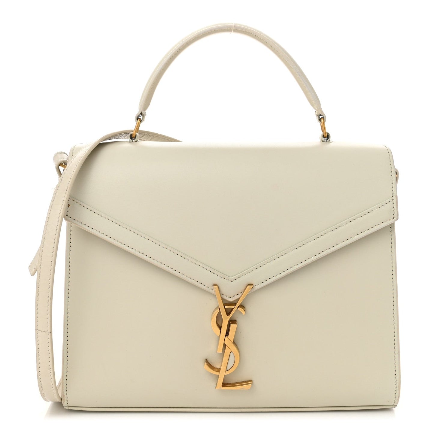 Smooth Calfskin Medium Classic Monogram Cassandra Top Handle Crema Soft Rouge Legion