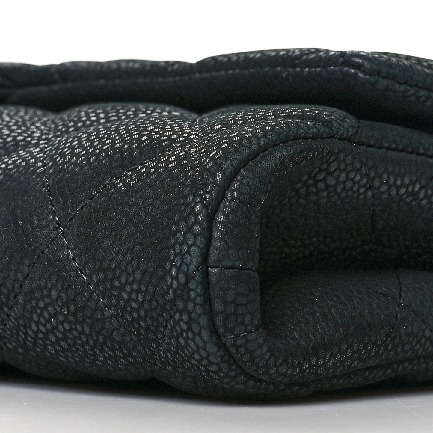 Iridescent Caviar Quilted Clutch With Chain Flap Black
