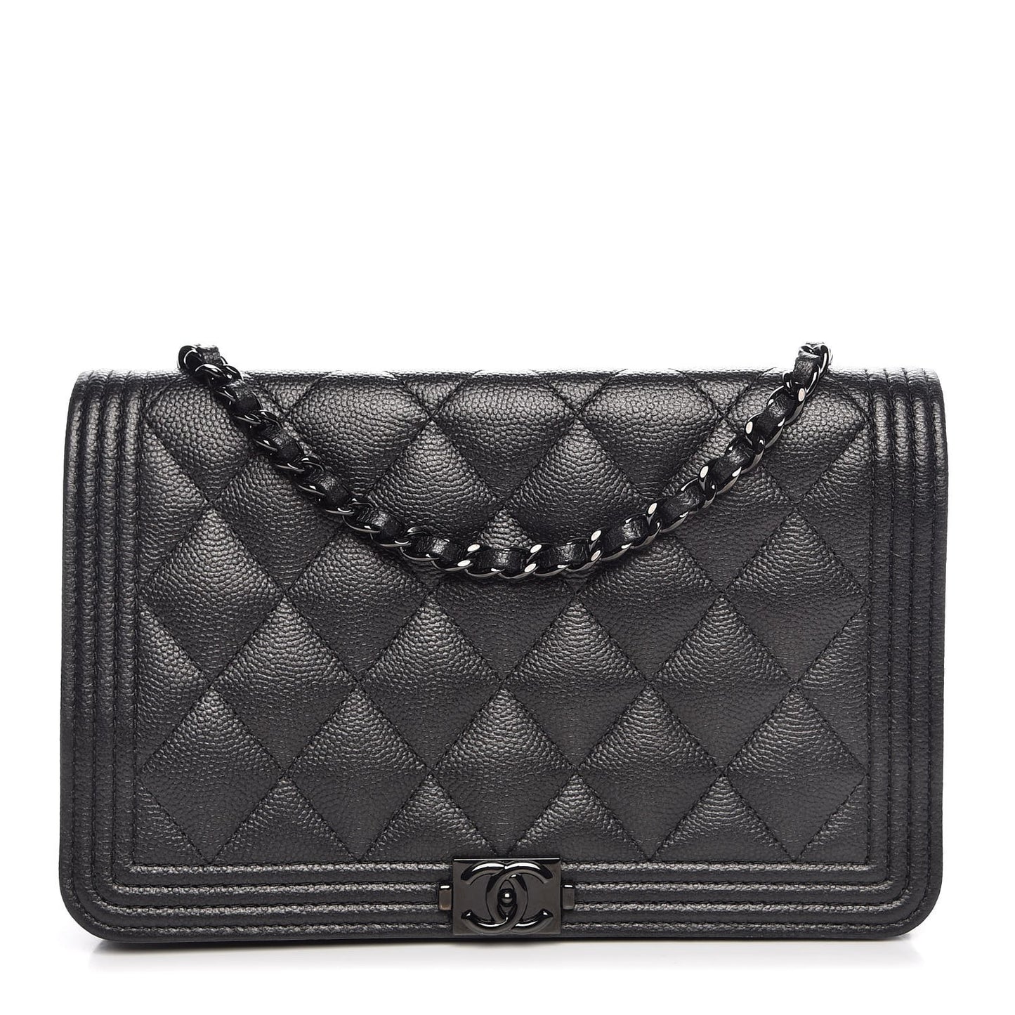 Caviar Quilted Boy Wallet On Chain WOC So Black