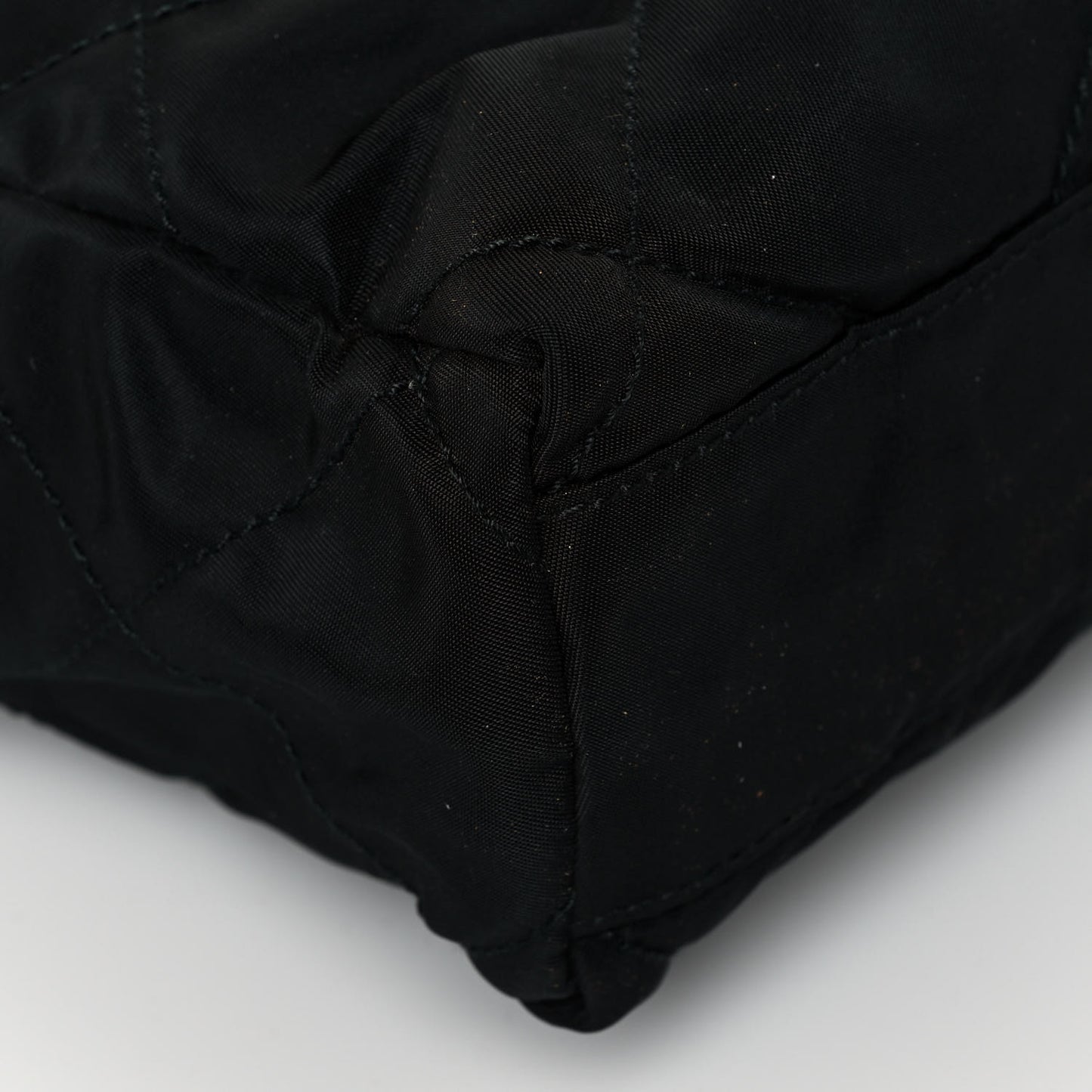 Nylon Tessuto Impuntu Quilted Flap Shoulder Bag Black