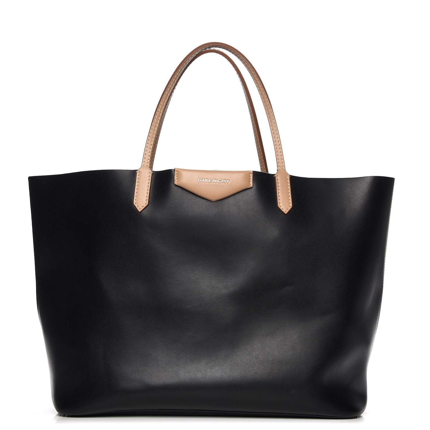 Calfskin Large Antigona Tote Black Beige