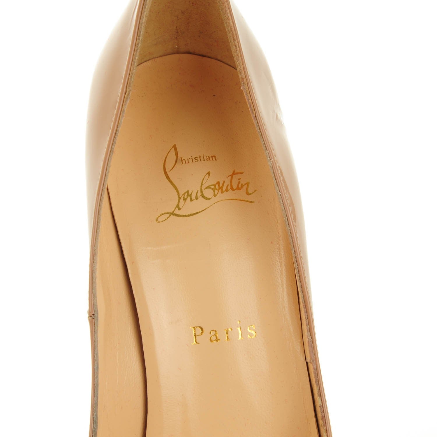 Christian Louboutin Patent Lady Peep 150 Pumps 40 Nude 6 of 9