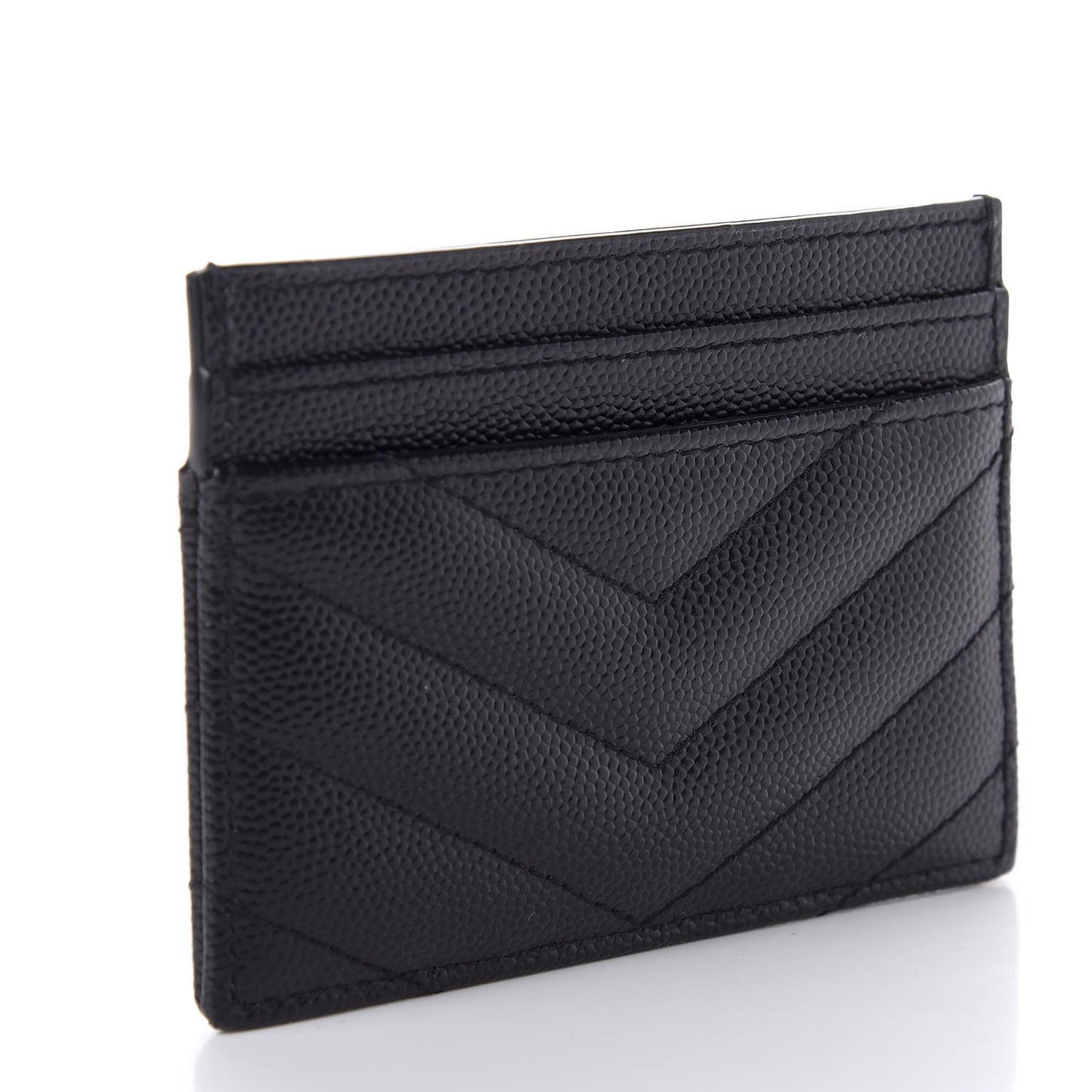 Grain De Poudre Matelasse Chevron Monogram Credit Card Case Black