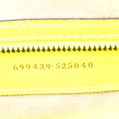 Gucci GG Supreme Monogram Textured Dollar Calfskin Web Ophidia Wristlet Shoulder Bag Beige Ebony Fluo Yellow 7 of 10