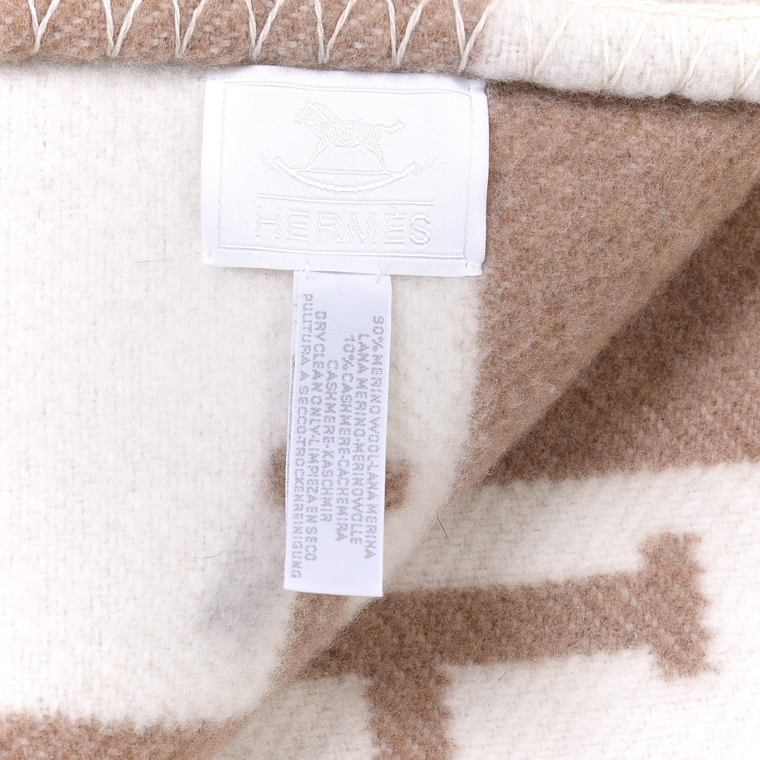 Hermes Wool Cashmere Avalon Baby Blanket Noisette Moyen White 3 of 3