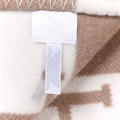Hermes Wool Cashmere Avalon Baby Blanket Noisette Moyen White 3 of 3